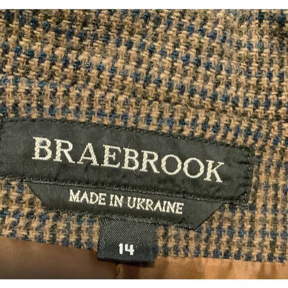 Braebrook Vintage 100% Wool Fully Lined Crop Plaid Jacket Blazer Women's Size 14 - Picture 6 of 8